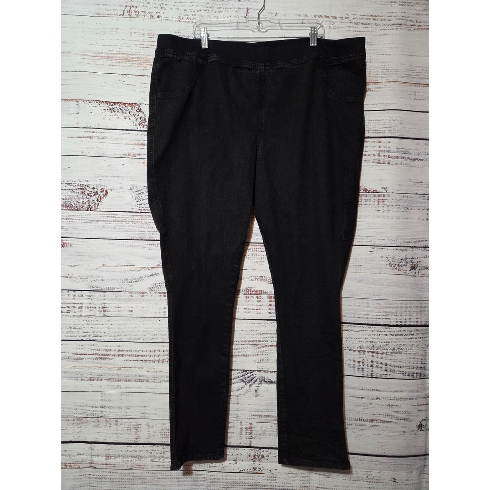 Denim 24/7 Womens Black Stretch Pull On Leggings Jeans Plus Size 28W Tall